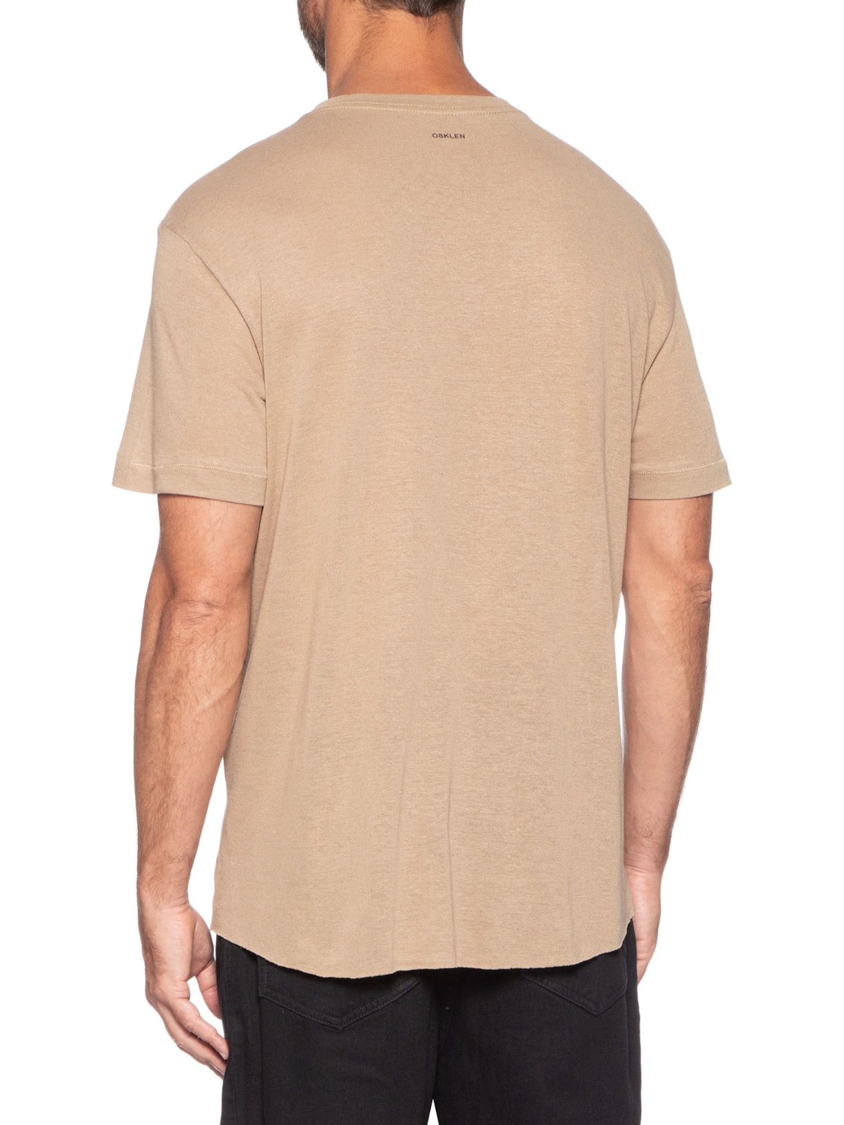 Camiseta Masculina Manga Curta Gola Careca Concha Caiçara Bege Osklen