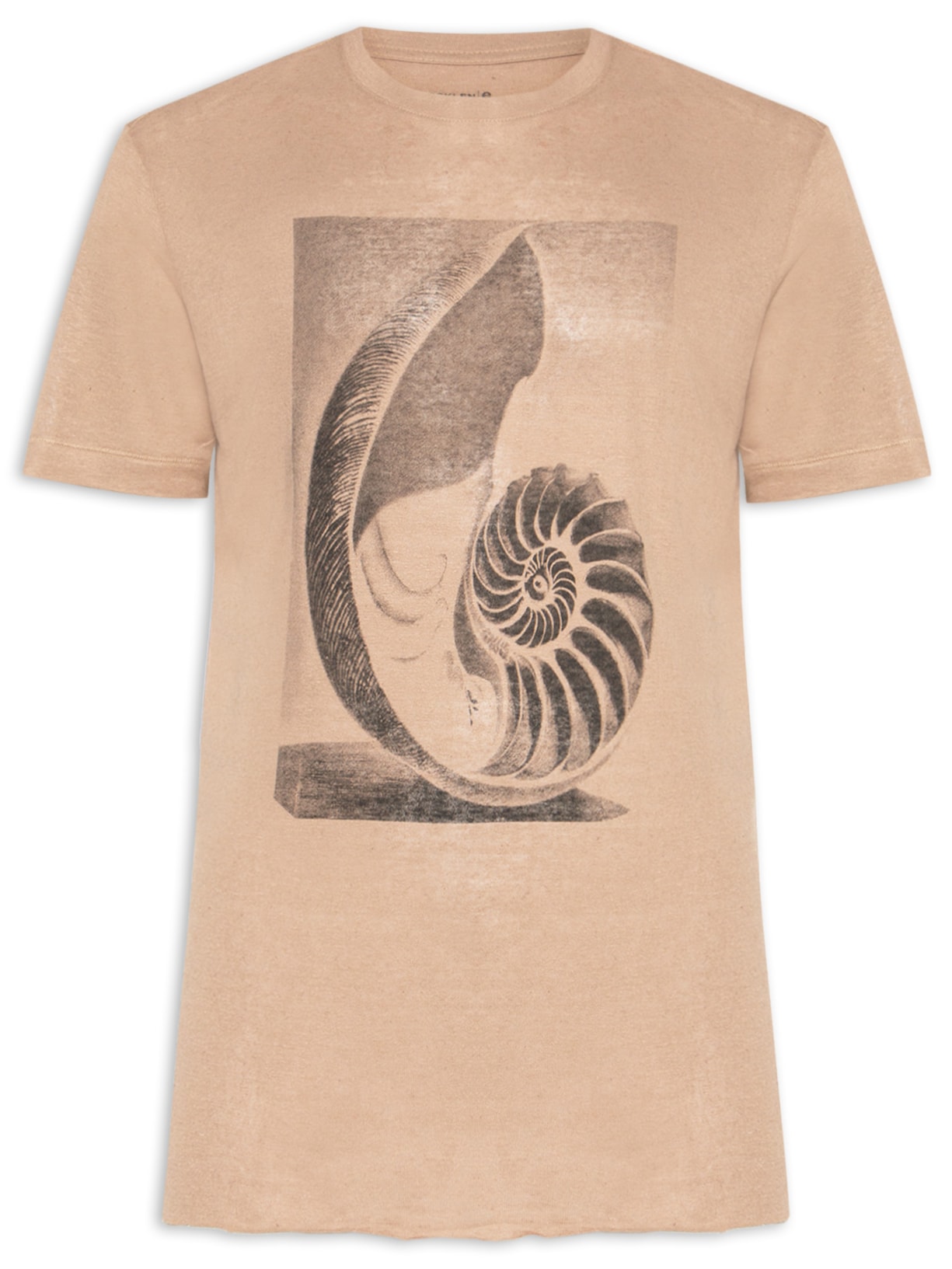 Camiseta Masculina Manga Curta Gola Careca Concha Caiçara Bege Osklen
