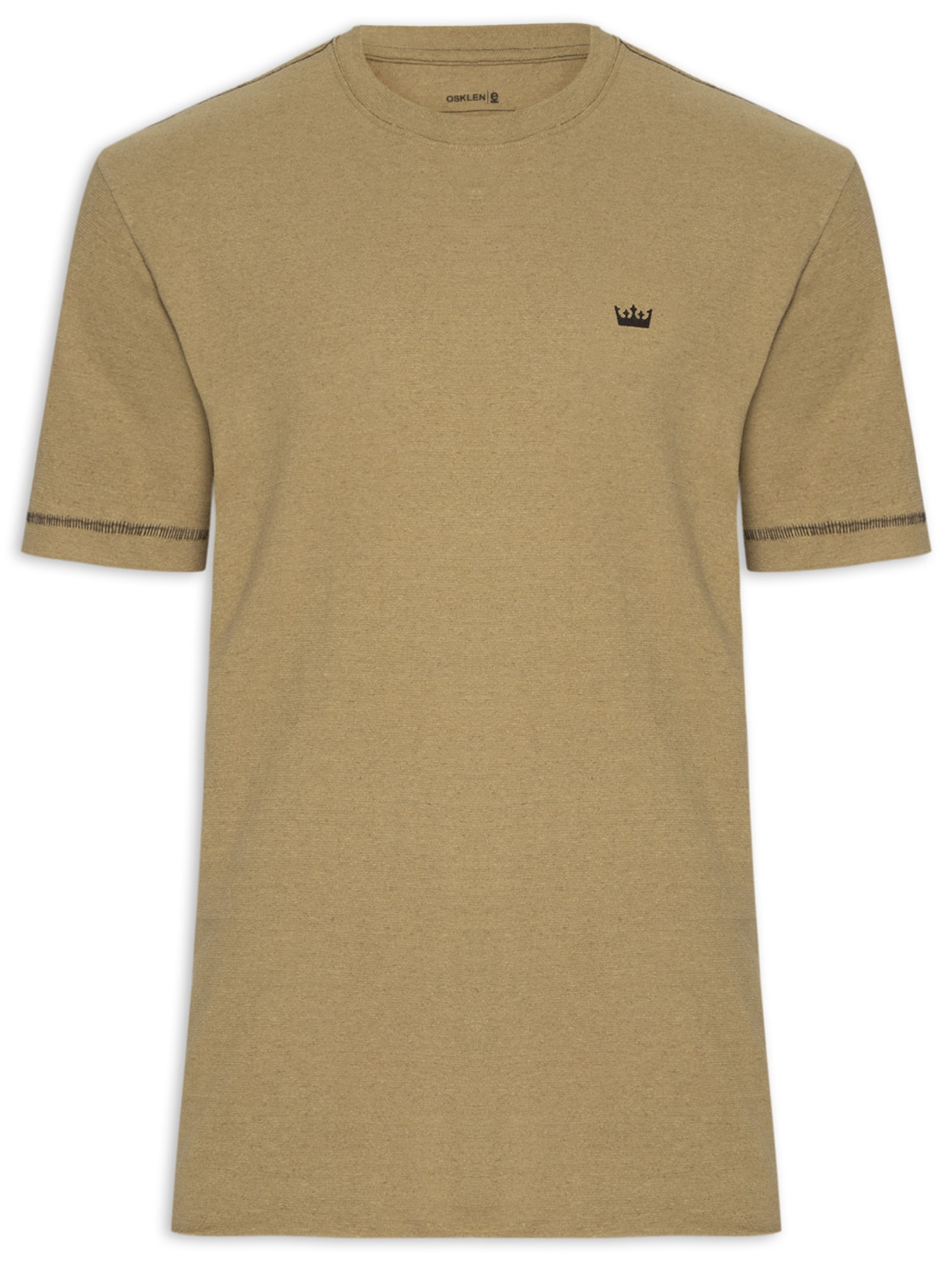 Camiseta Masculina Manga Curta Gola Careca Coroa Rustic Contrast Seam Bege Osklen