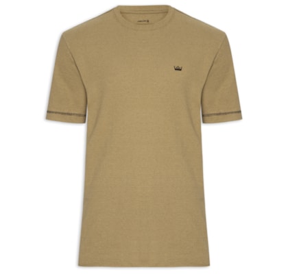 Camiseta Masculina Manga Curta Gola Careca Coroa Rustic Contrast Seam - Bege