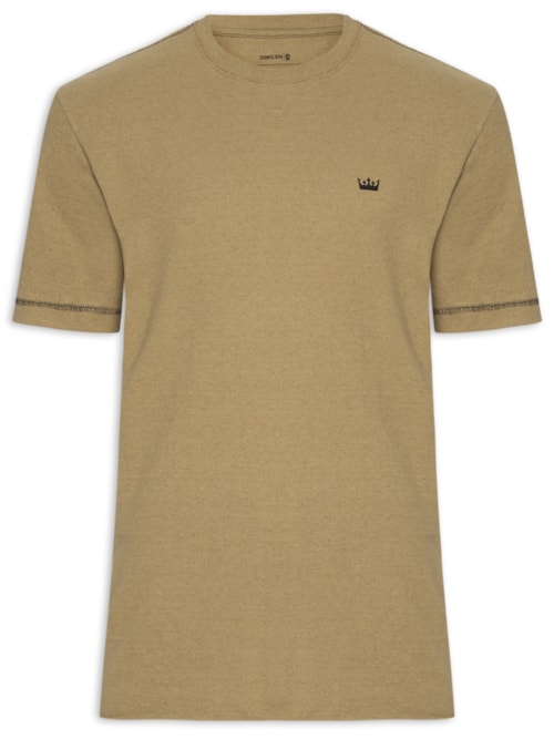 Camiseta Masculina Manga Curta Gola Careca Coroa Rustic Contrast Seam - Bege