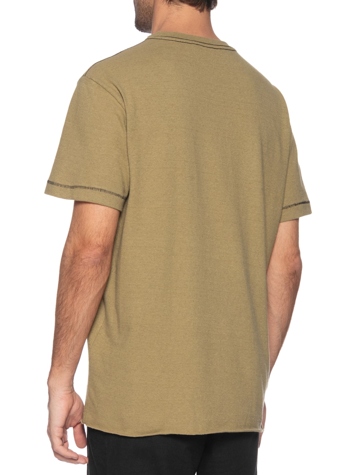 Camiseta Masculina Manga Curta Gola Careca Coroa Rustic Contrast Seam Bege Osklen