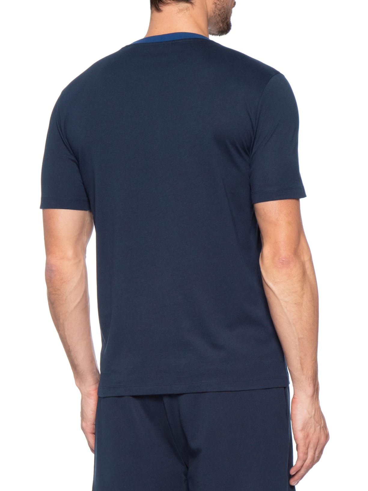 Camiseta Masculina Manga Curta Gola Careca Dempsy Azul Hugo