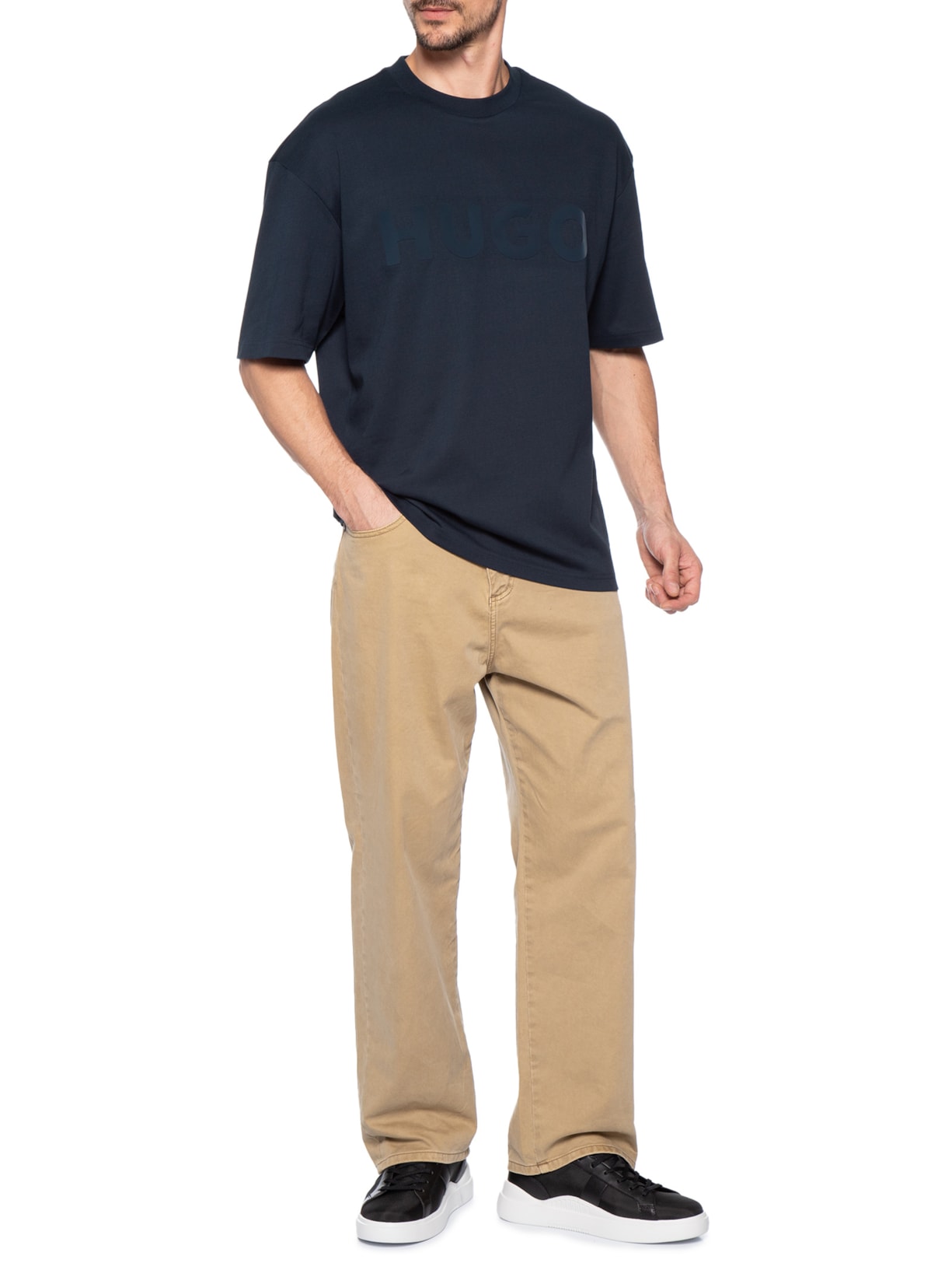 Camiseta Masculina Manga Curta Gola Careca Dinkee Azul Hugo