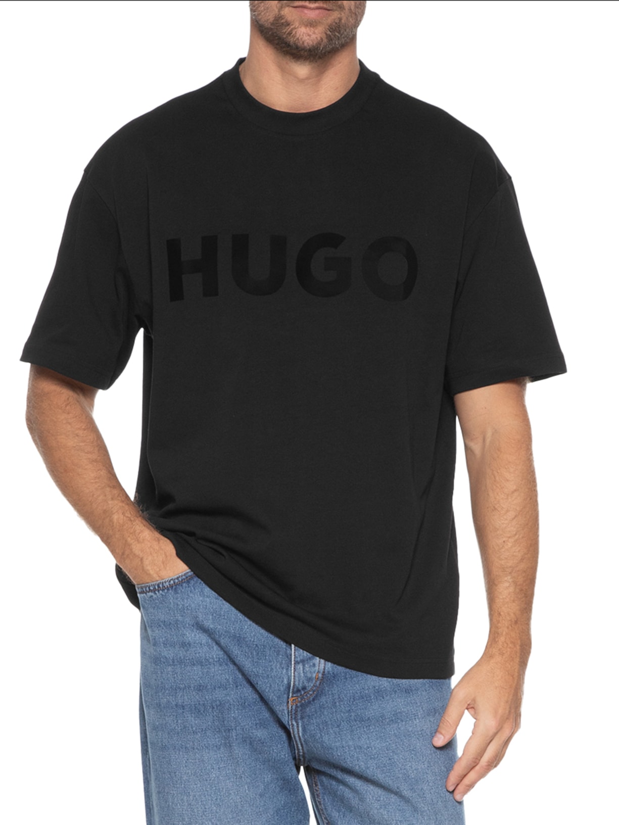 Camiseta Masculina Manga Curta Gola Careca Dinkee Preto Hugo