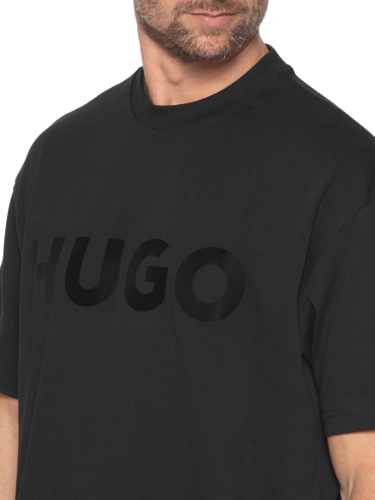 Camiseta Masculina Manga Curta Gola Careca Dinkee Preto Hugo