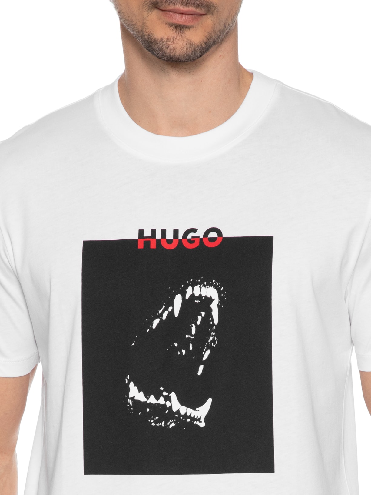 Camiseta Masculina Manga Curta Gola Careca Dobero  Branco Hugo