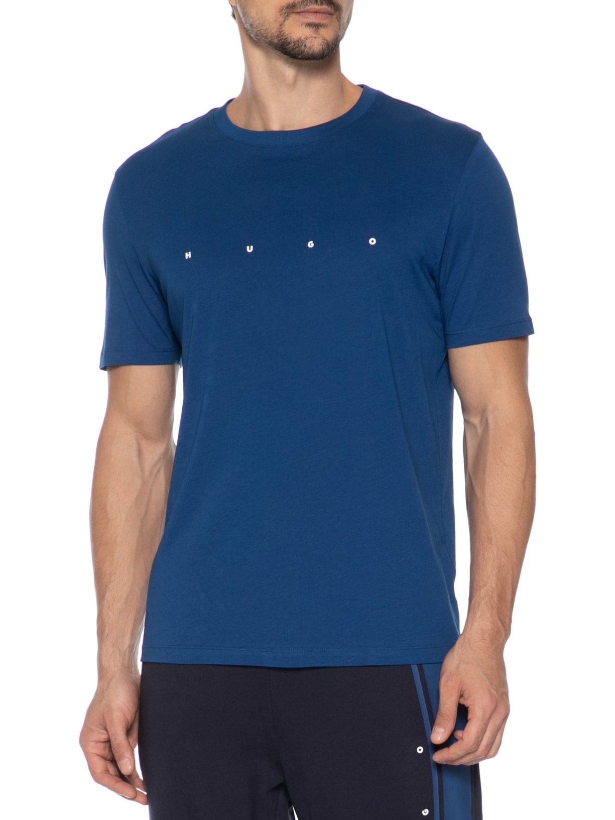 Camiseta Masculina Manga Curta Gola Careca Dorosi Azul Hugo
