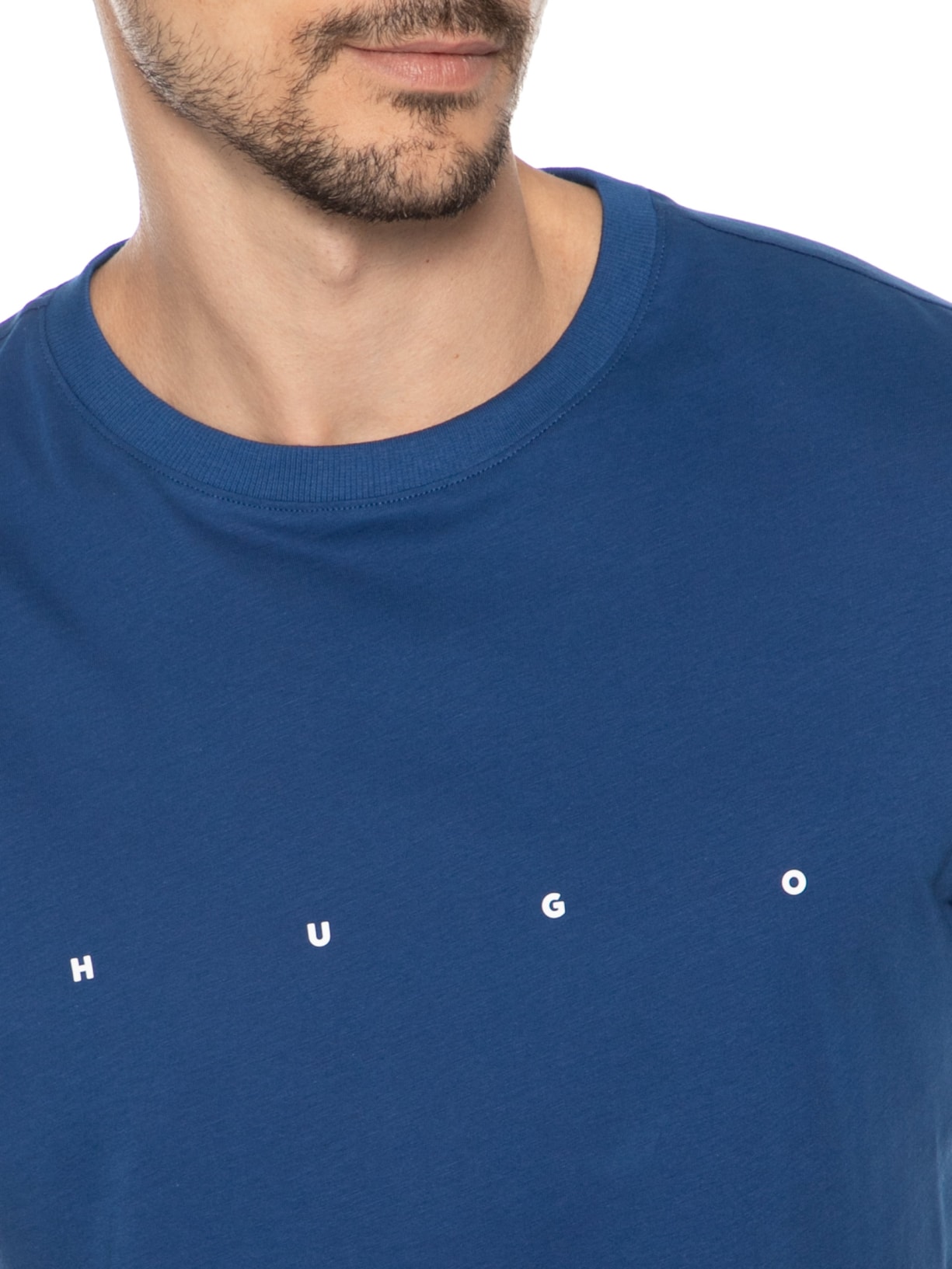 Camiseta Masculina Manga Curta Gola Careca Dorosi Azul Hugo