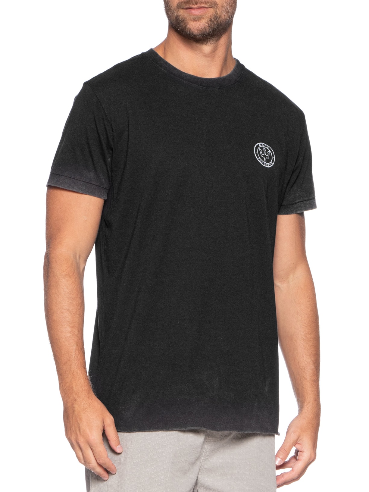 Camiseta Masculina Manga Curta Gola Careca Double Arpx Handmade Preto Osklen