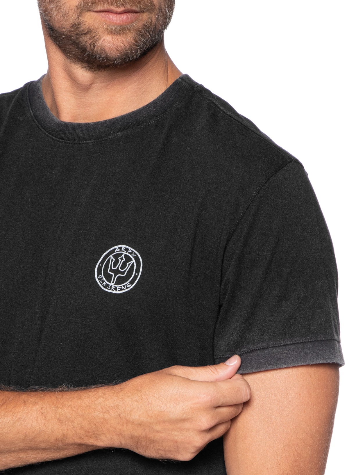 Camiseta Masculina Manga Curta Gola Careca Double Arpx Handmade Preto Osklen