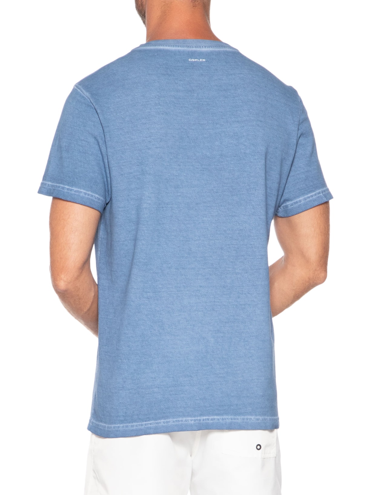 Camiseta Masculina Manga Curta Gola Careca Double Caiçara Watercolor Azul Osklen