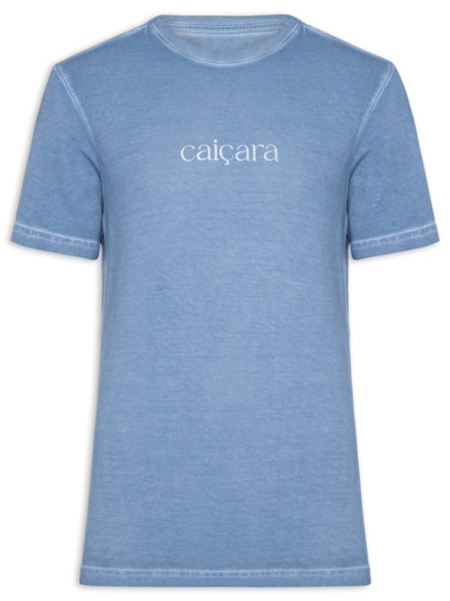 Camiseta Masculina Manga Curta Gola Careca Double Caiçara Watercolor - Azul