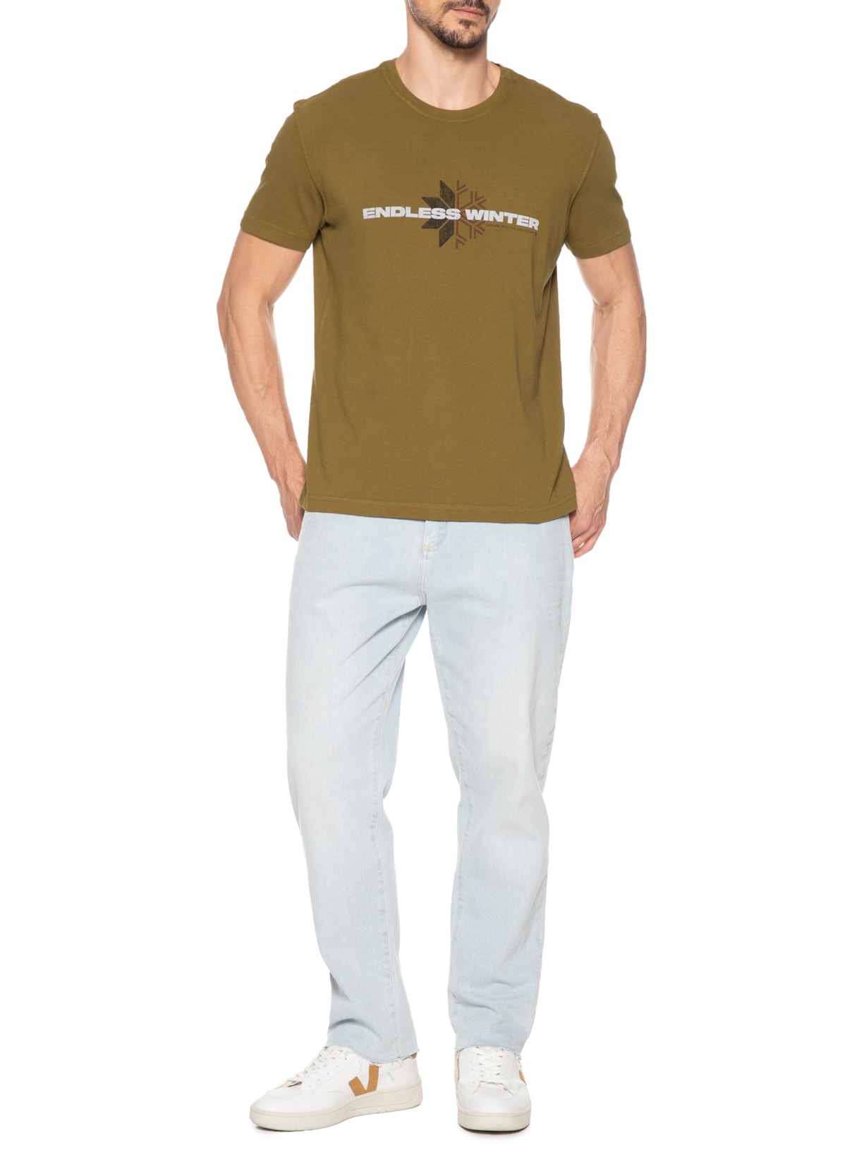 Camiseta Masculina Manga Curta Gola Careca Double Endless Winter Marrom Osklen