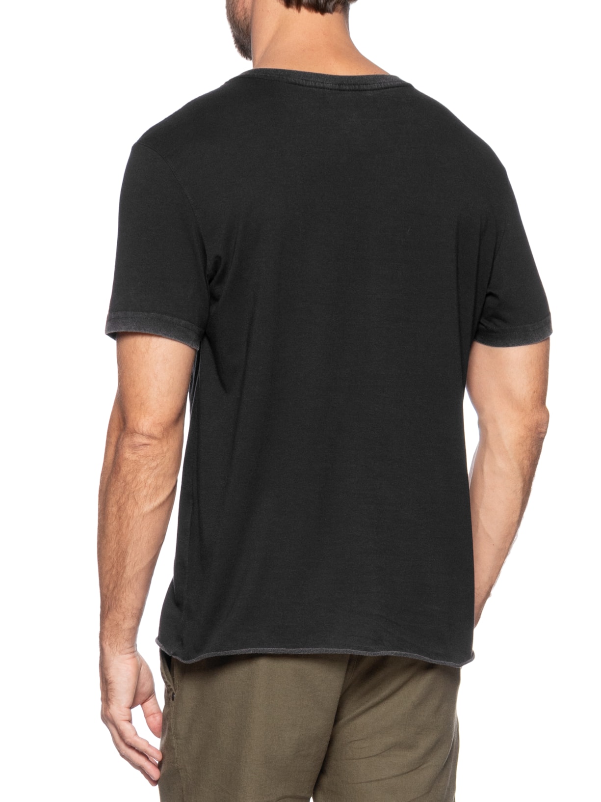 Camiseta Masculina Manga Curta Gola Careca Double Face Ride Fast  Preto Osklen