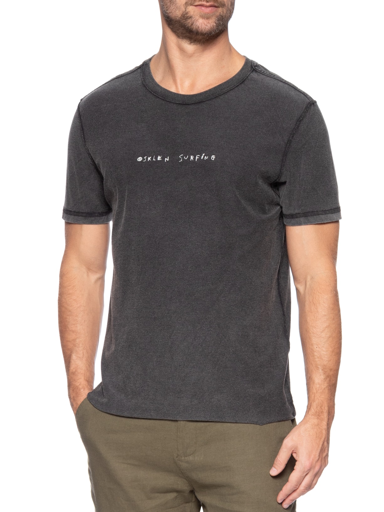 Camiseta Masculina Manga Curta Gola Careca Double Face Ride Fast  Preto Osklen