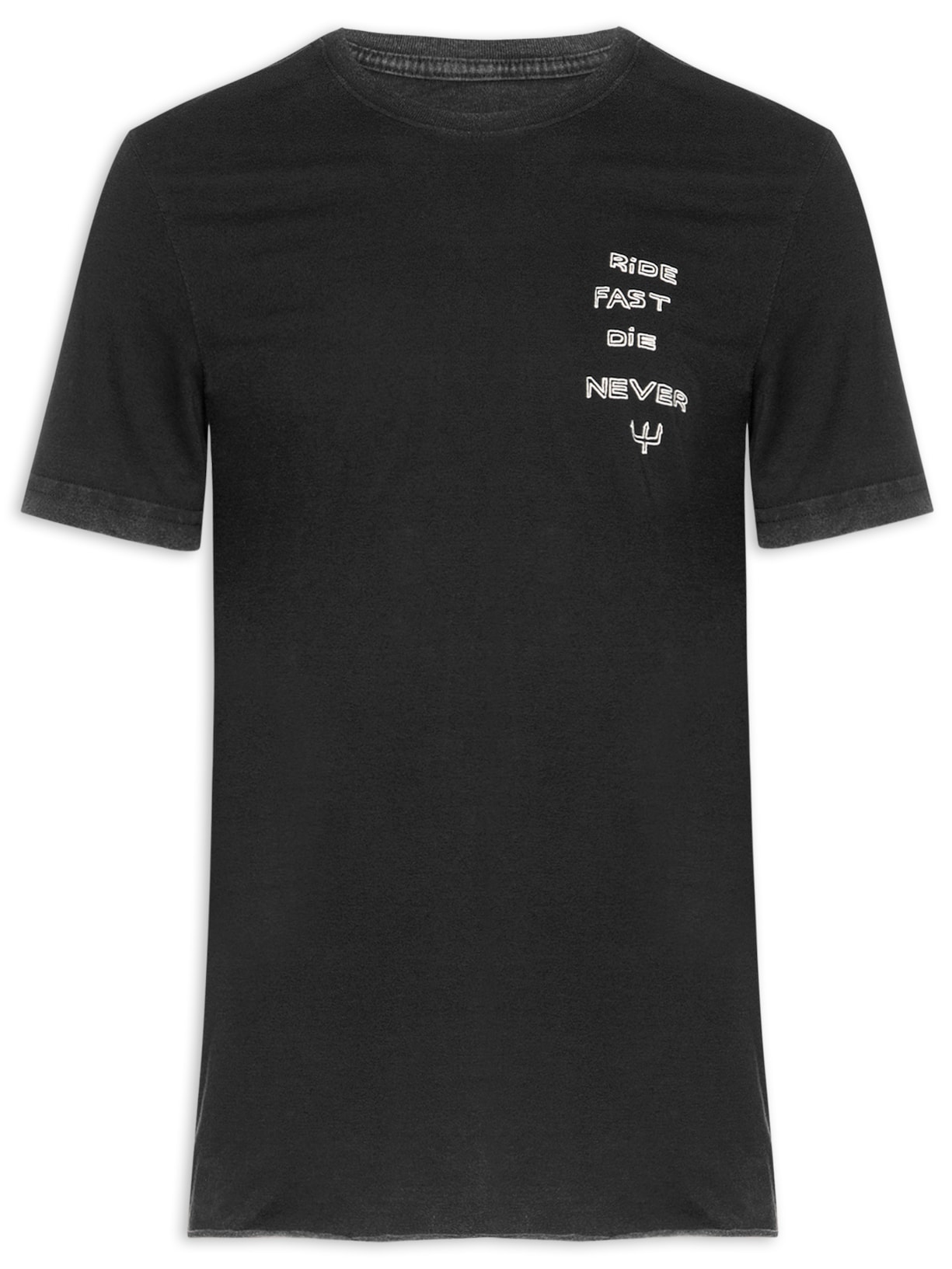 Camiseta Masculina Manga Curta Gola Careca Double Face Ride Fast - Preto