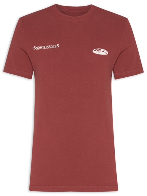 Camiseta Masculina Manga Curta Gola Careca Double Face Snowboarders - Vermelho