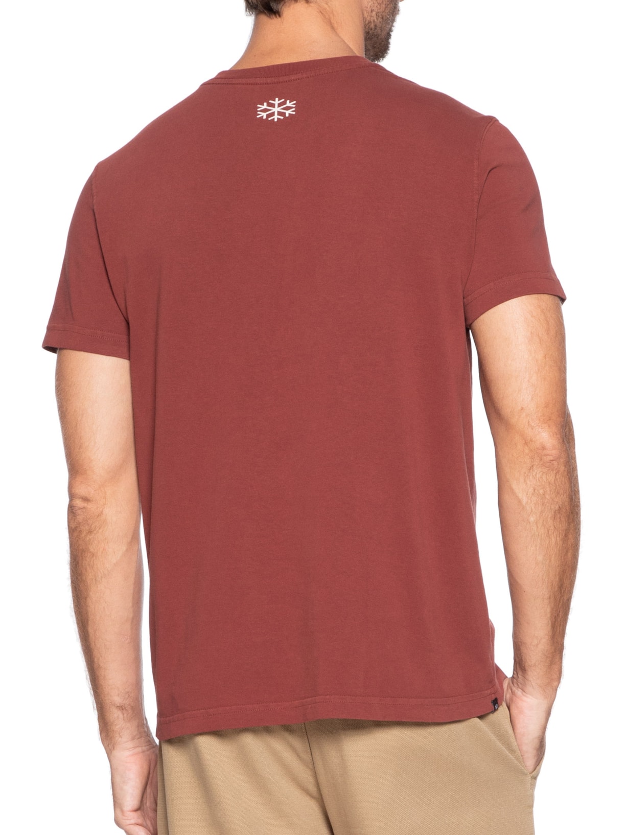 Camiseta Masculina Manga Curta Gola Careca Double Face Snowboarders Vermelho Osklen