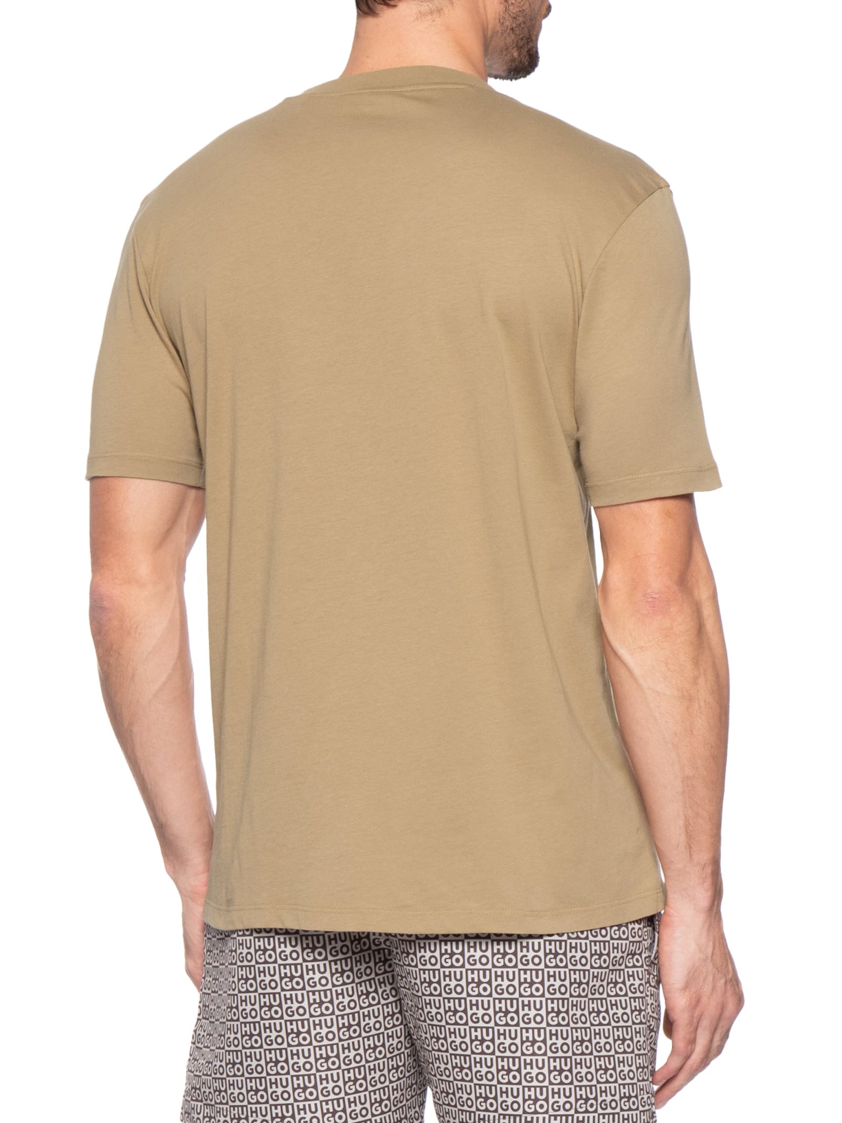 Camiseta Masculina Manga Curta Gola Careca Dulivio Bege Hugo