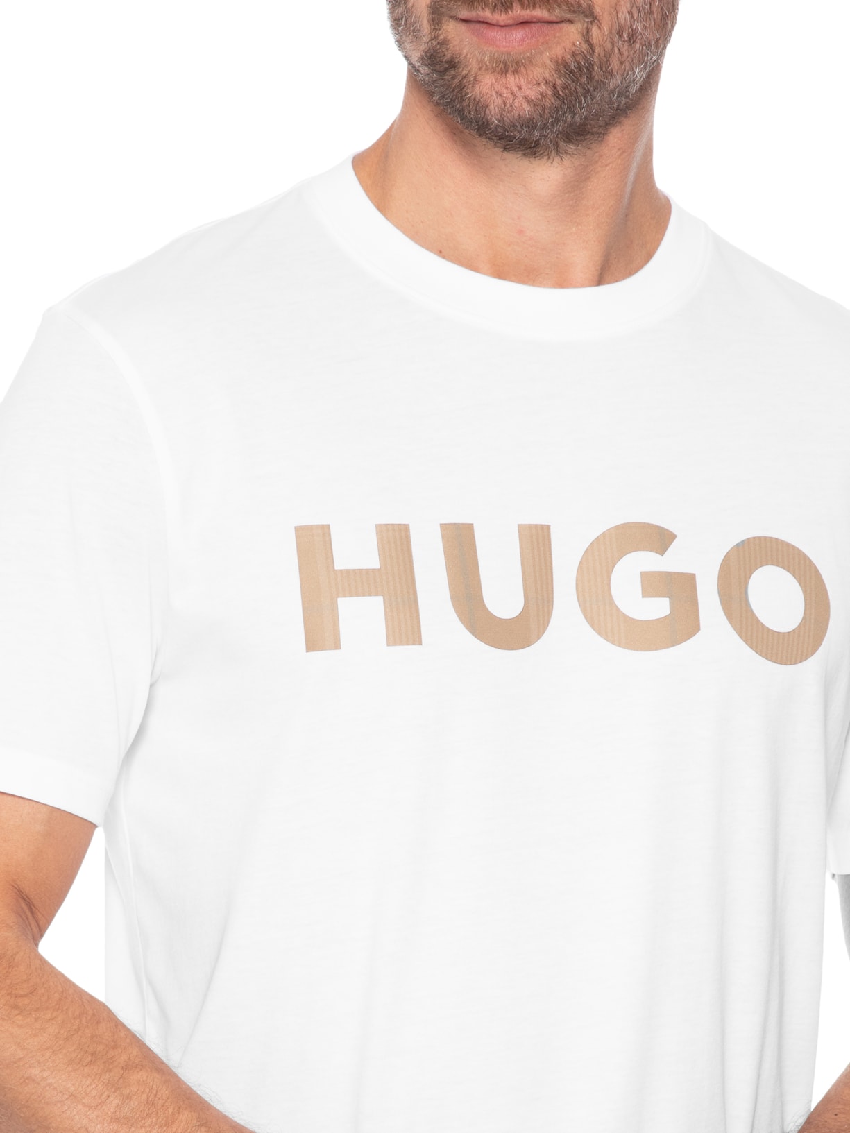 Camiseta Masculina Manga Curta Gola Careca Dulivio Branco Hugo