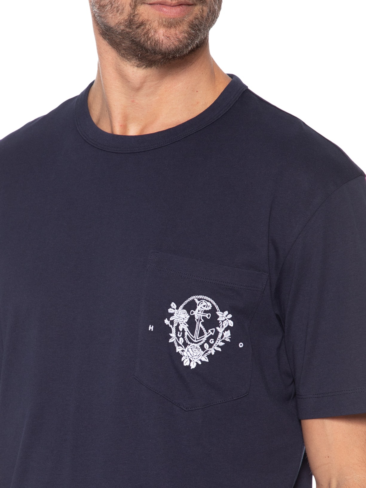 Camiseta Masculina Manga Curta Gola Careca Durstee Azul Hugo