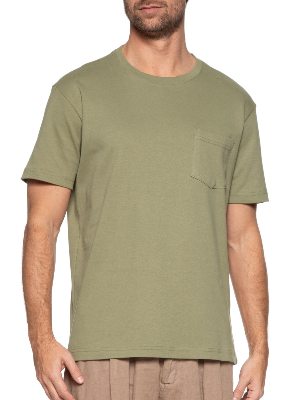 Camiseta Masculina Manga Curta Gola Careca E Basics Organic Cotton Verde Osklen