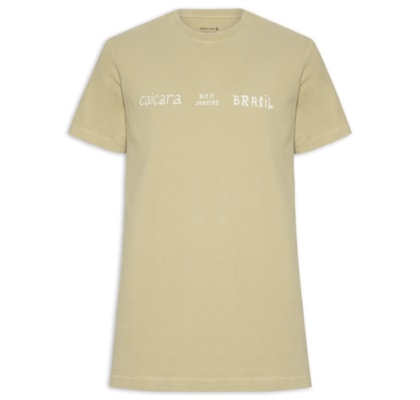 Camiseta Masculina Manga Curta Gola Careca E-Color Caiçara Type - Bege