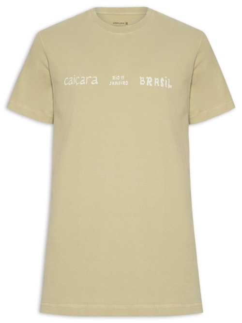 Camiseta Masculina Manga Curta Gola Careca E-Color Caiçara Type - Bege