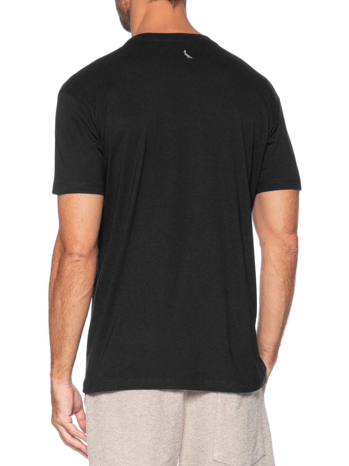 Camiseta Masculina Manga Curta Gola Careca Estampa Assinatura Preto Reserva