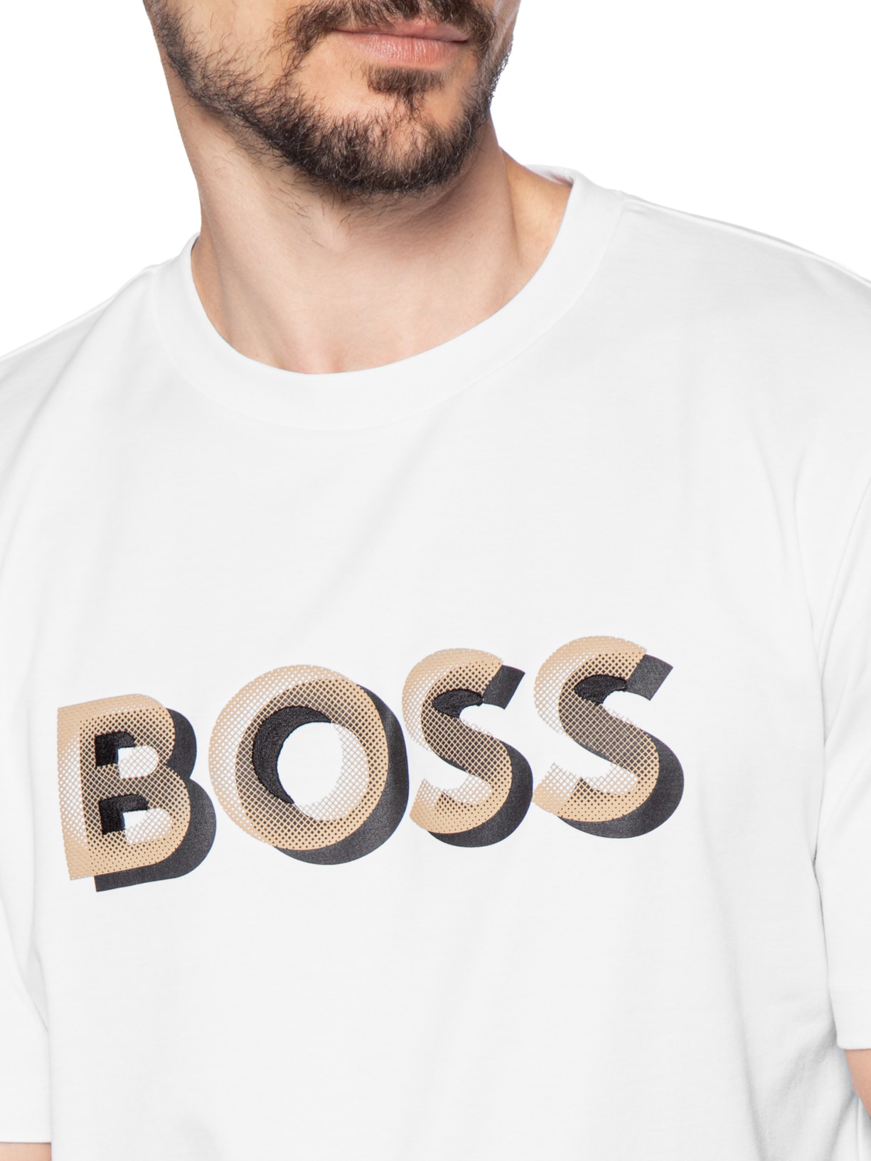 Camiseta Masculina Manga Curta Gola Careca H-Thompson Branco Boss