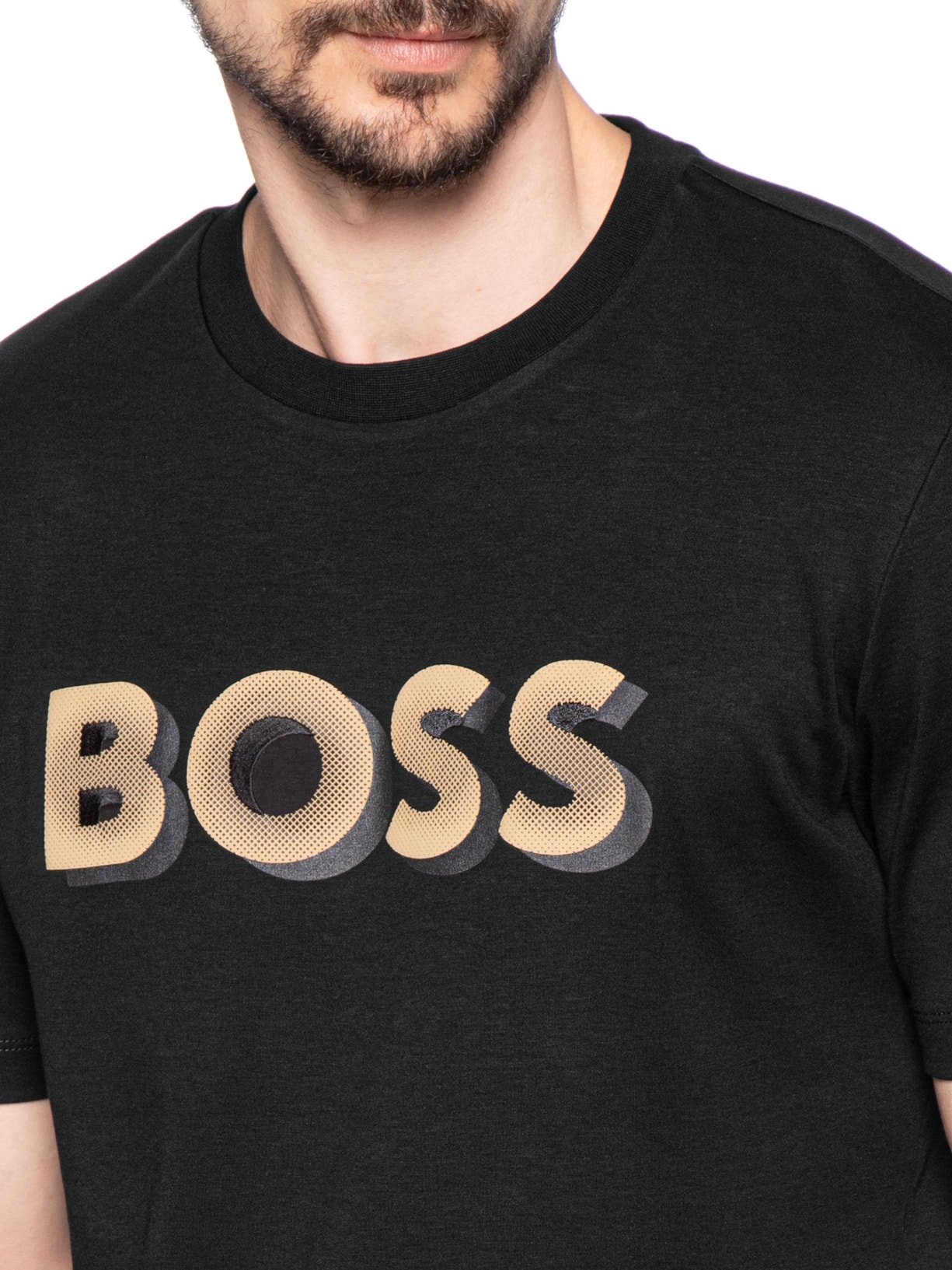 Camiseta Masculina Manga Curta Gola Careca H-Thompson Preto Boss