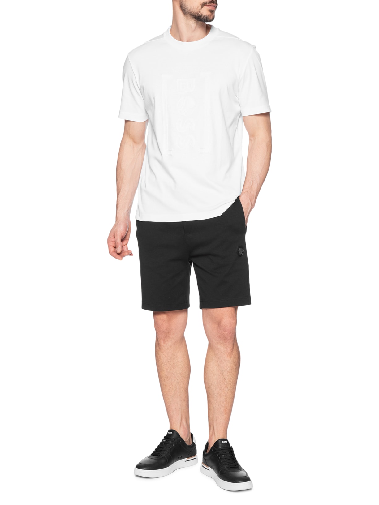 Camiseta Masculina Manga Curta Gola Careca Iconic Branco Boss