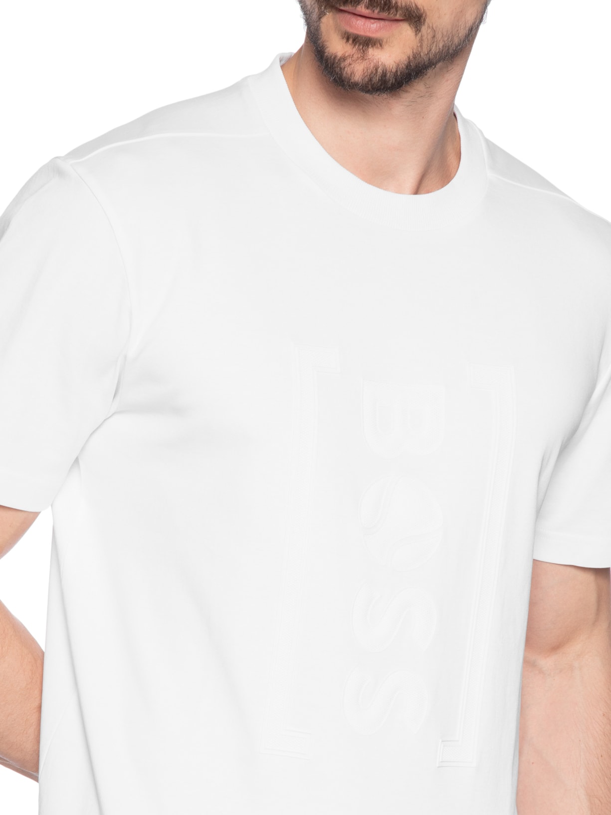 Camiseta Masculina Manga Curta Gola Careca Iconic Branco Boss