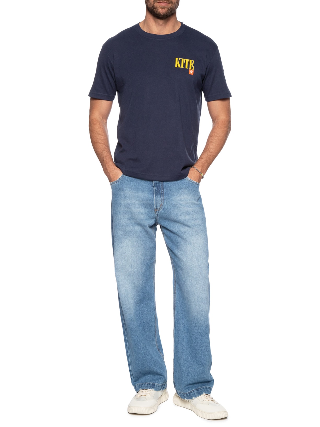 Camiseta Masculina Manga Curta Gola Careca Kite Over Azul Osklen