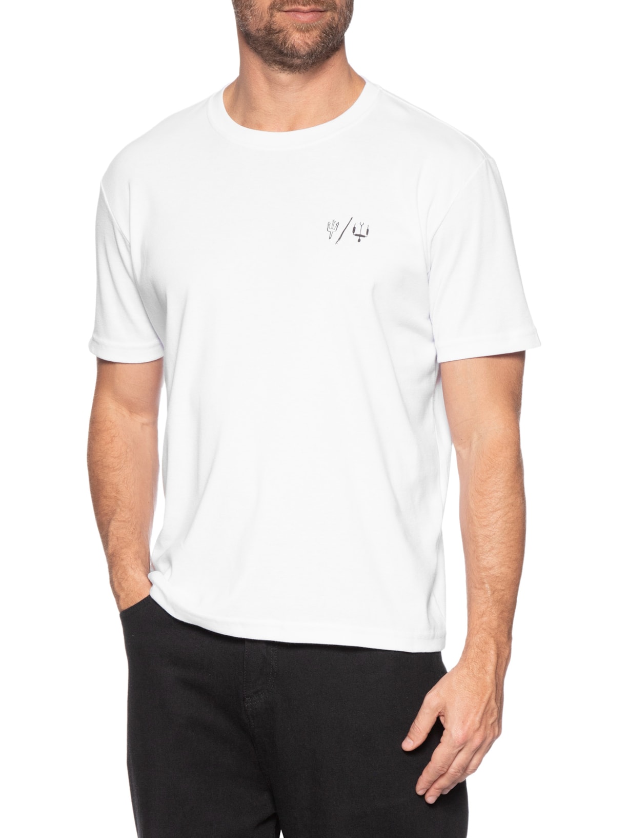 Camiseta Masculina Manga Curta Gola Careca Kite Poster Over Branco Osklen