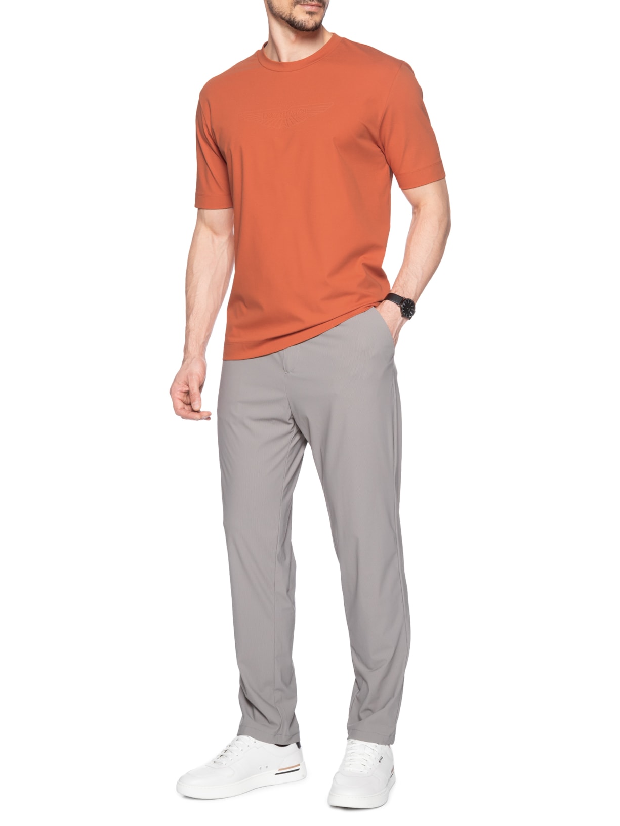 Camiseta Masculina Manga Curta Gola Careca L Max  Collab Aston Martin Laranja Boss