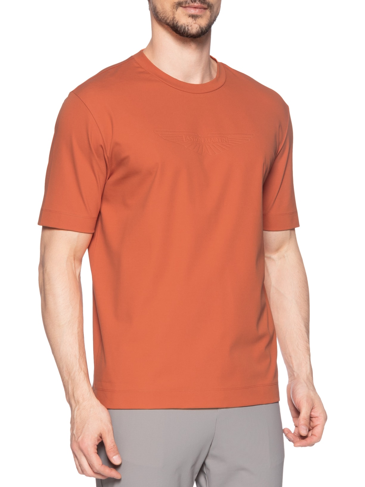 Camiseta Masculina Manga Curta Gola Careca L Max  Collab Aston Martin Laranja Boss