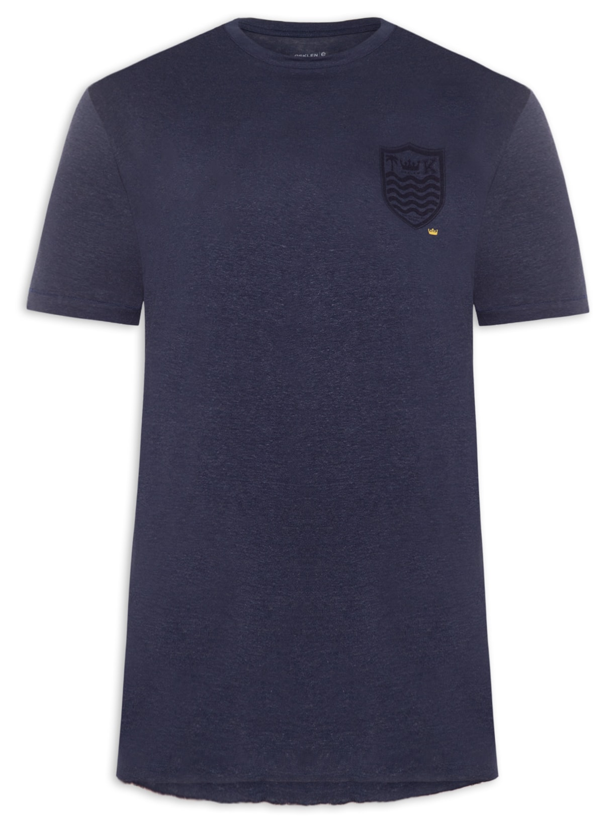 Camiseta Masculina Manga Curta Gola Careca Light Brasão Linen Azul Osklen
