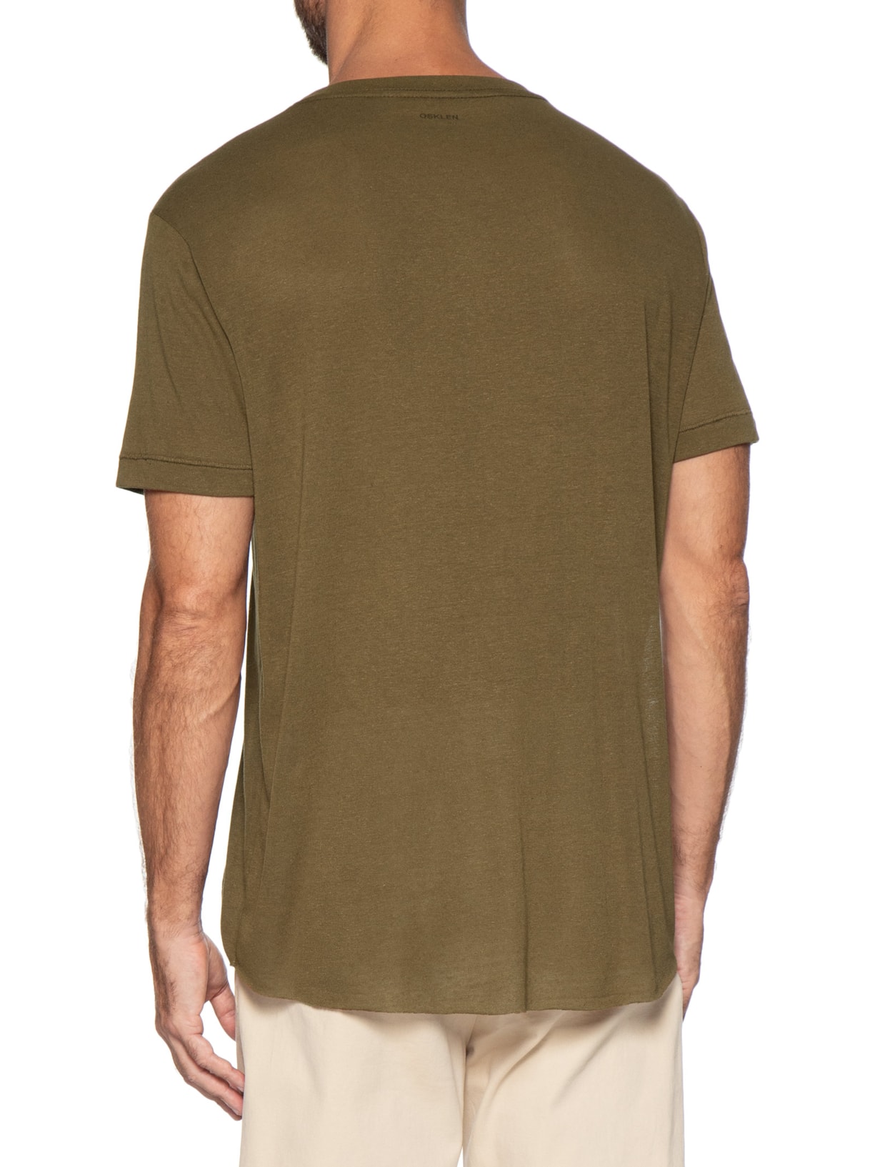 Camiseta Masculina Manga Curta Gola Careca Light Brasão Linen Marrom Osklen