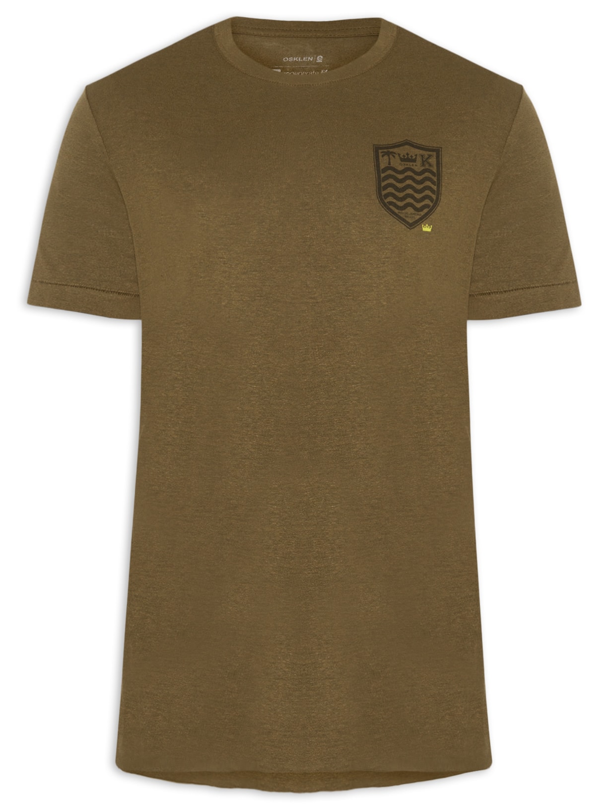 Camiseta Masculina Manga Curta Gola Careca Light Brasão Linen Marrom Osklen