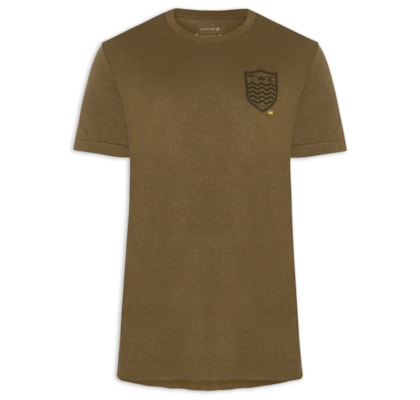 Camiseta Masculina Manga Curta Gola Careca Light Brasão Linen - Marrom