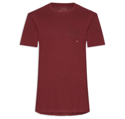 Camiseta Masculina Manga Curta Gola Careca Light Brasão Linen - Vermelho