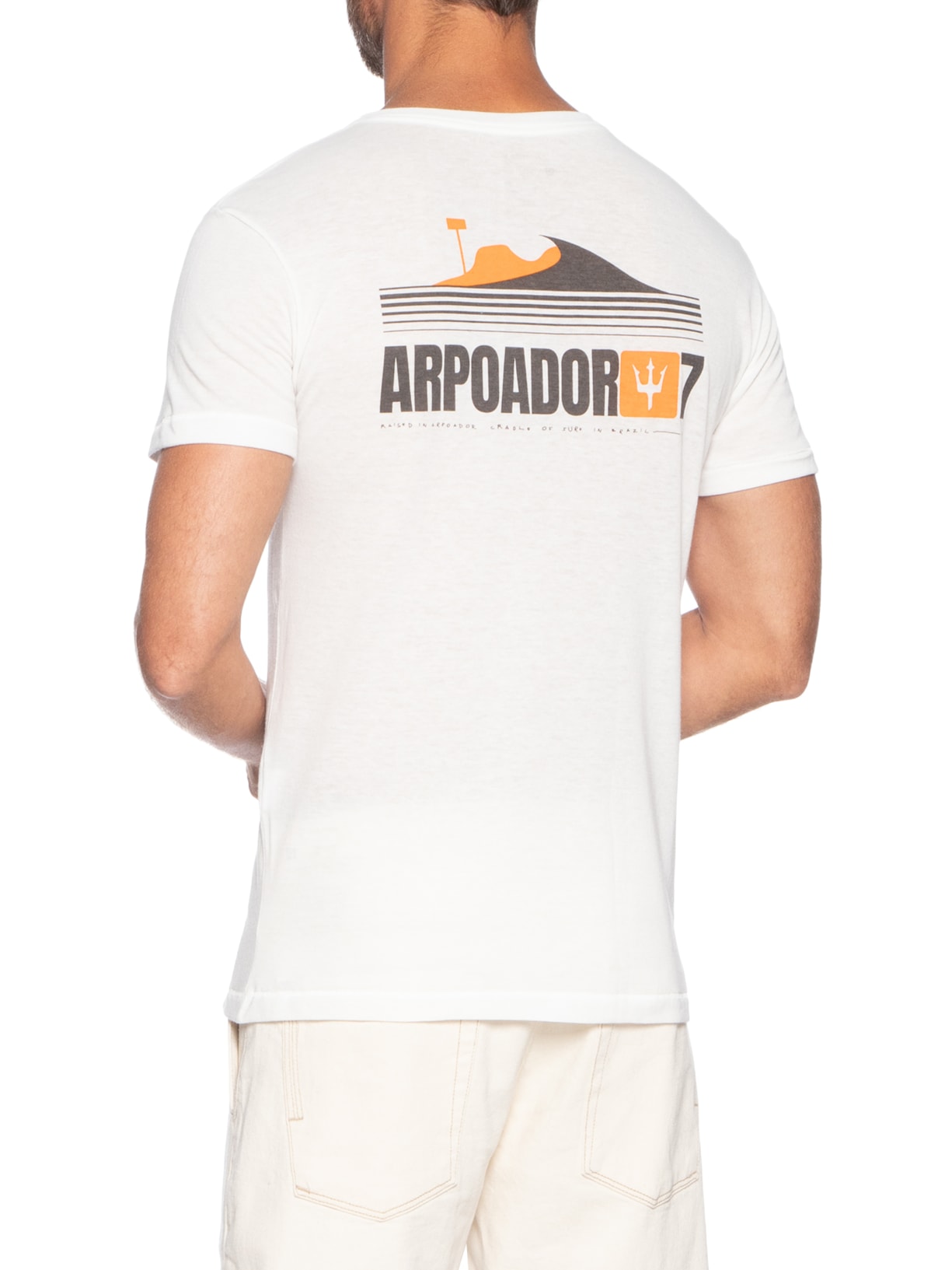 Camiseta Masculina Manga Curta Gola Careca Light Eco Arpoador  Branco Osklen