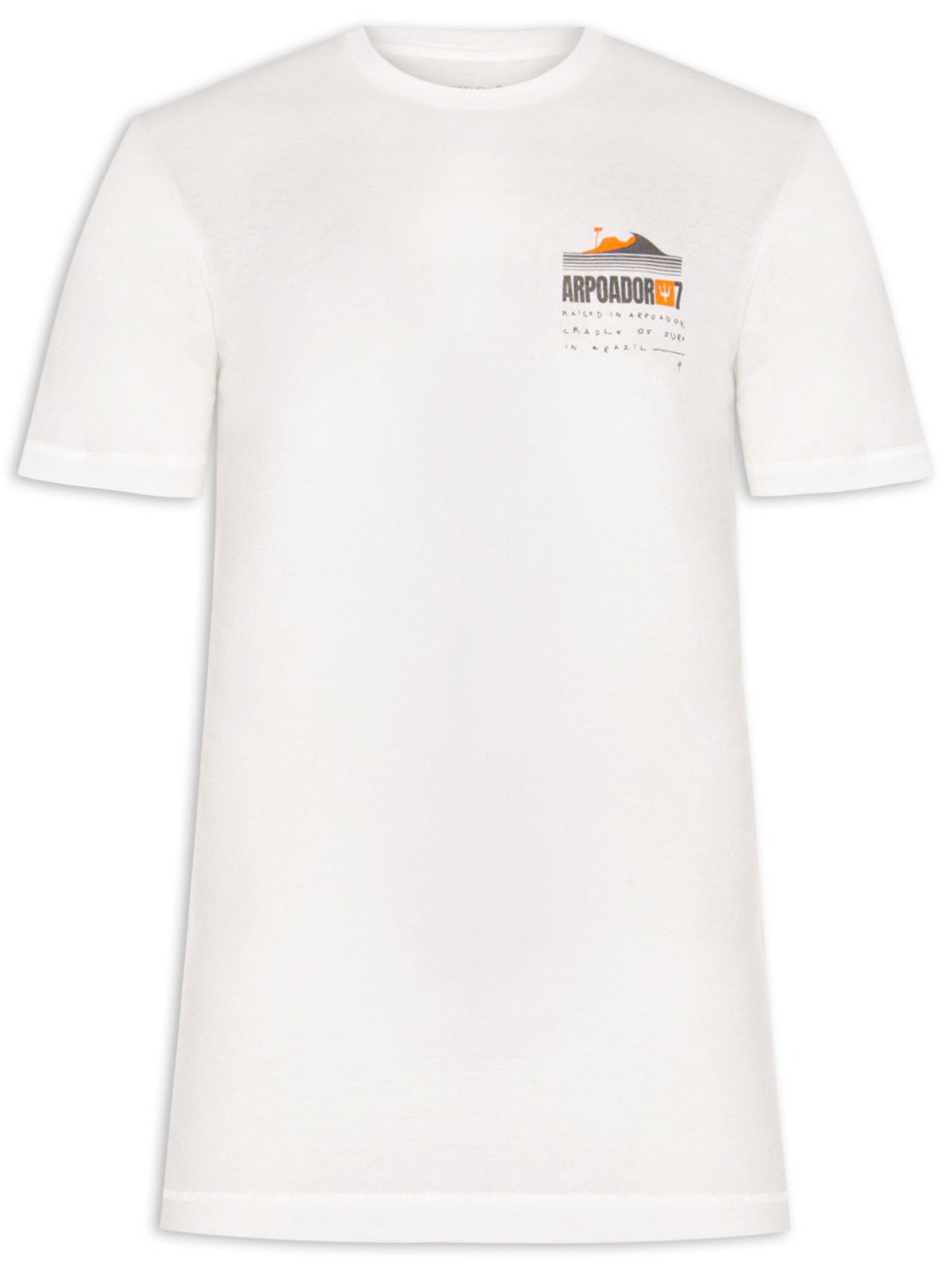 Camiseta Masculina Manga Curta Gola Careca Light Eco Arpoador - Branco