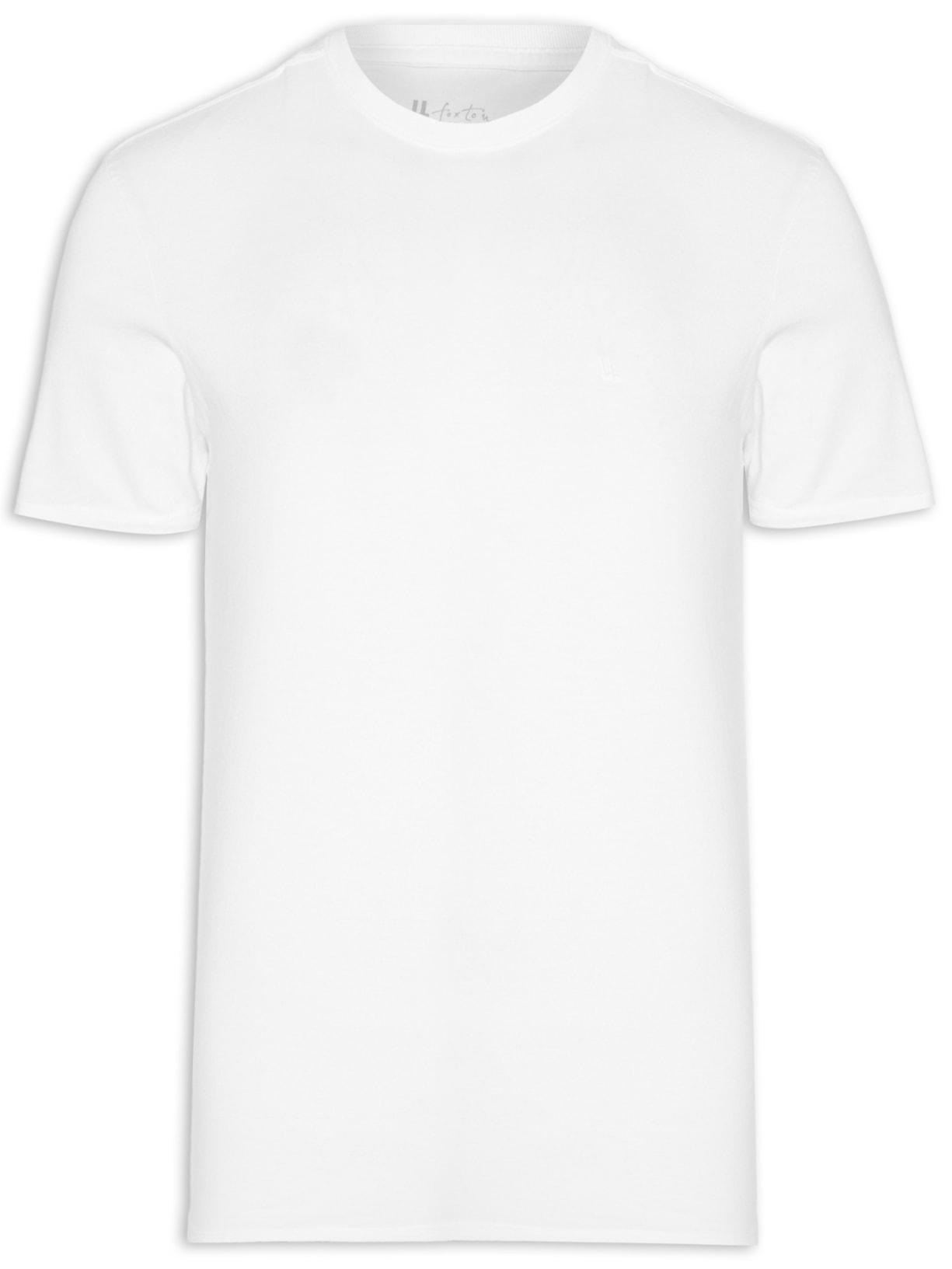 Camiseta Masculina Manga Curta Gola Careca M/M Logo Branco Foxton