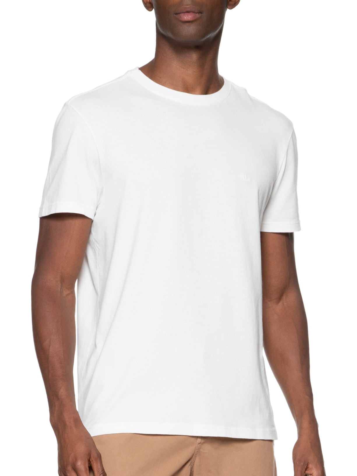Camiseta Masculina Manga Curta Gola Careca M/M Logo Branco Foxton