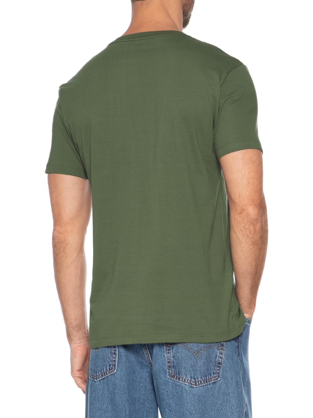 Camiseta Masculina Manga Curta Gola Careca M/M Logo Verde Foxton