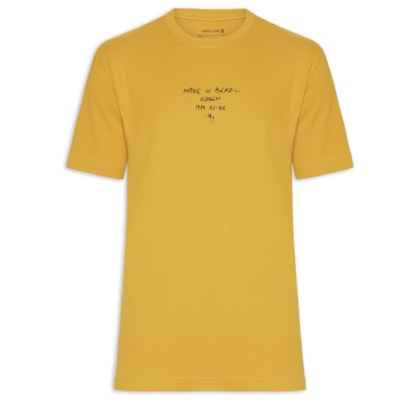 Camiseta Masculina Manga Curta Gola Careca Made In Brazil - Amarelo