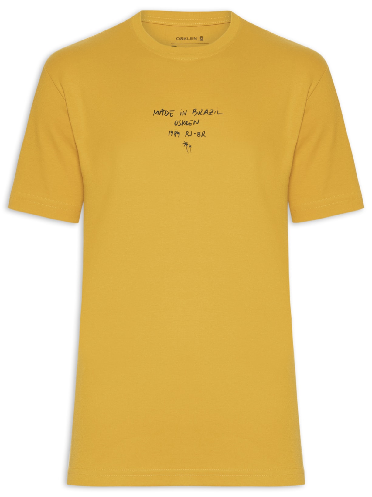 Camiseta Masculina Manga Curta Gola Careca Made In Brazil - Amarelo